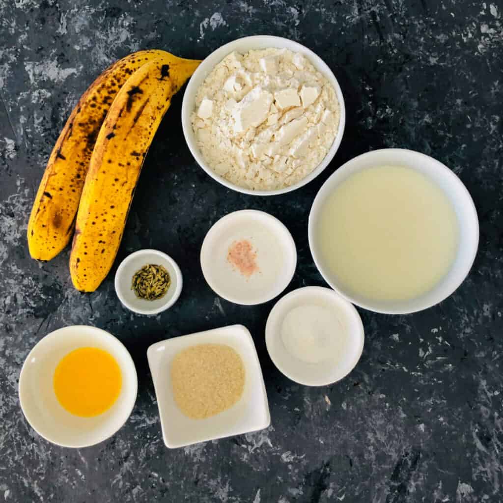 ingredients to make eggless banana pancakes