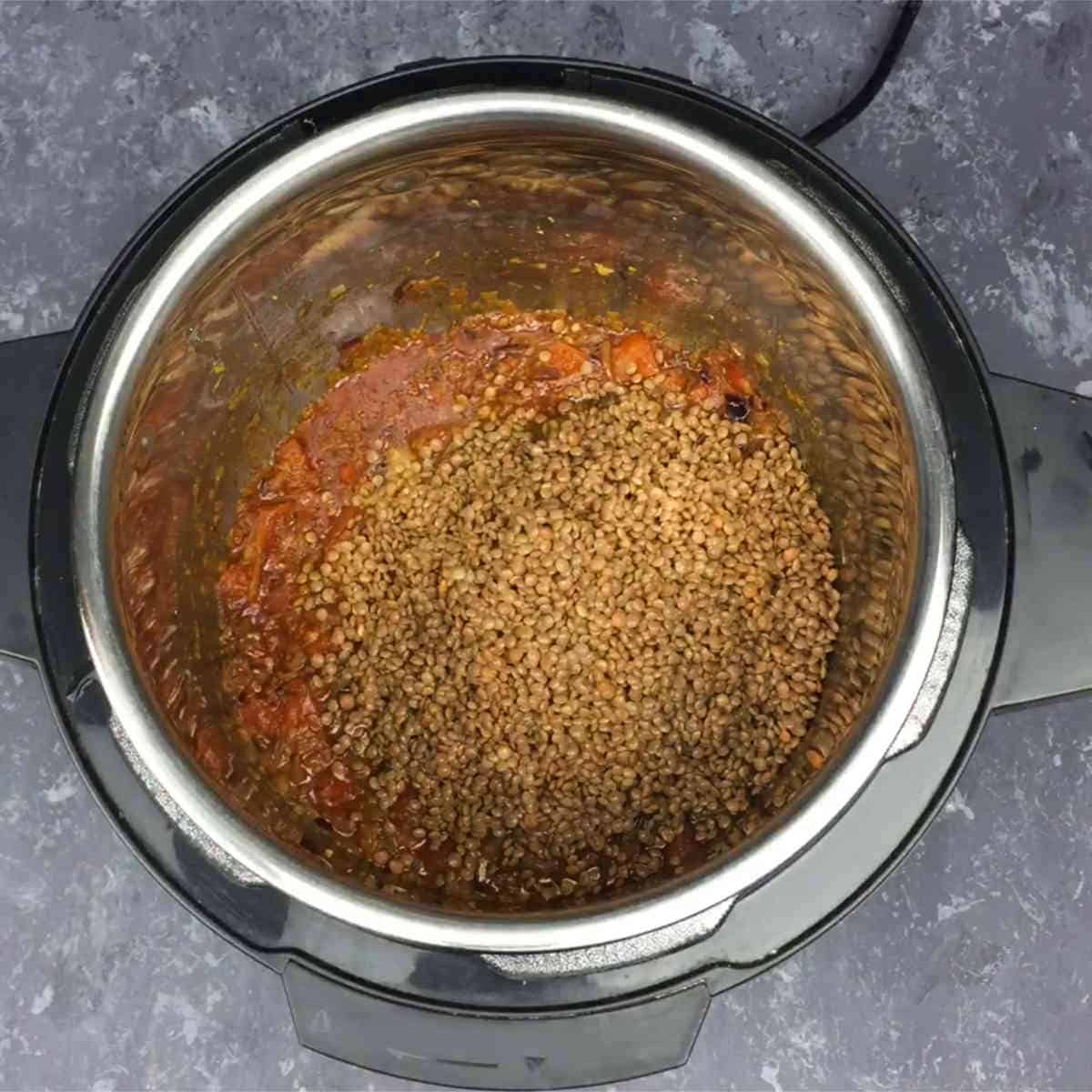 Add brown lentils.