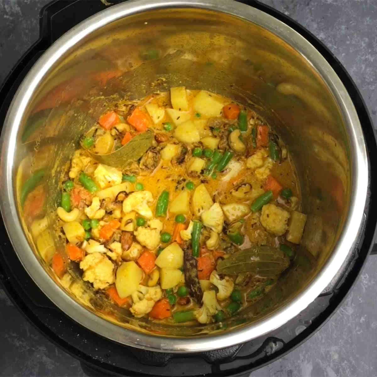 Add veggies, yogurt, and spread evenly in the pot.