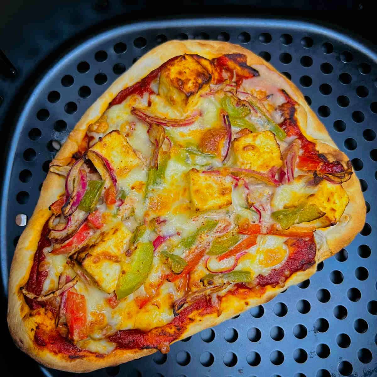 tandoori paneer naan pizza in air fryer