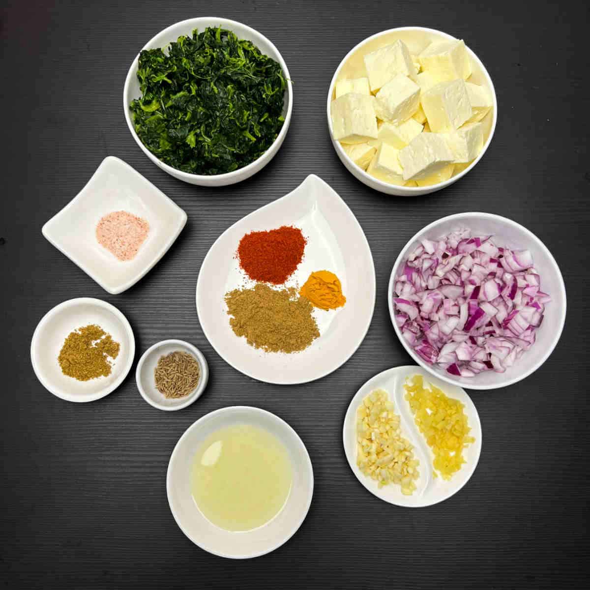 ingredients to make palak paneer stir fry