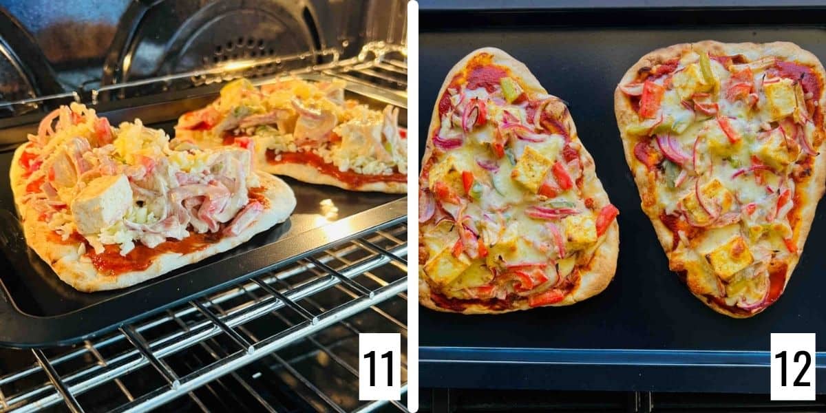 bake naan pizza in oven.