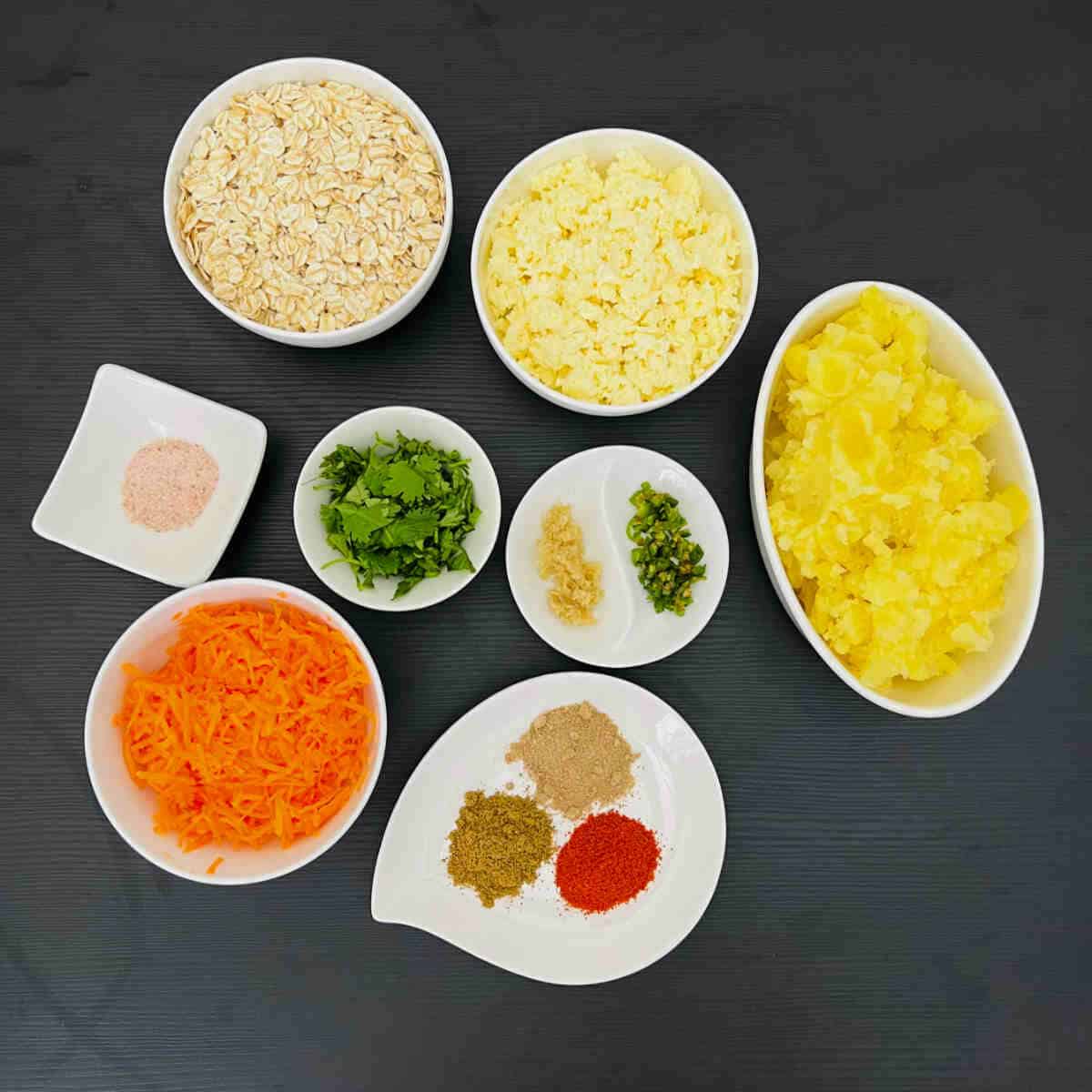 ingredients to make oats paneer cutlet