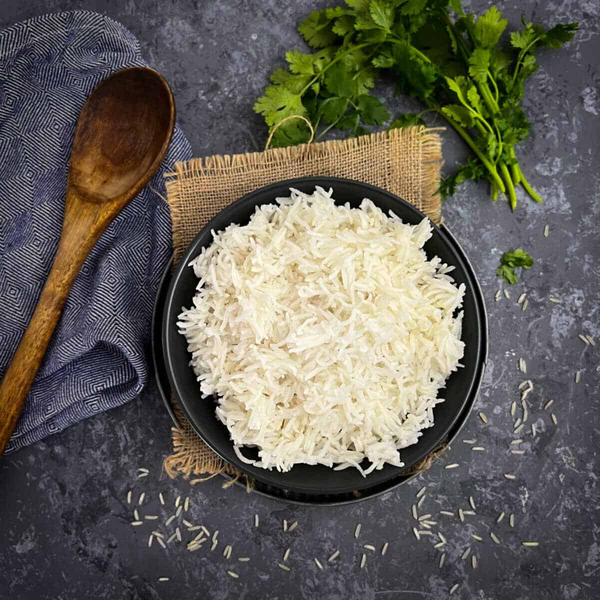 perfectly cooked basmati rice.