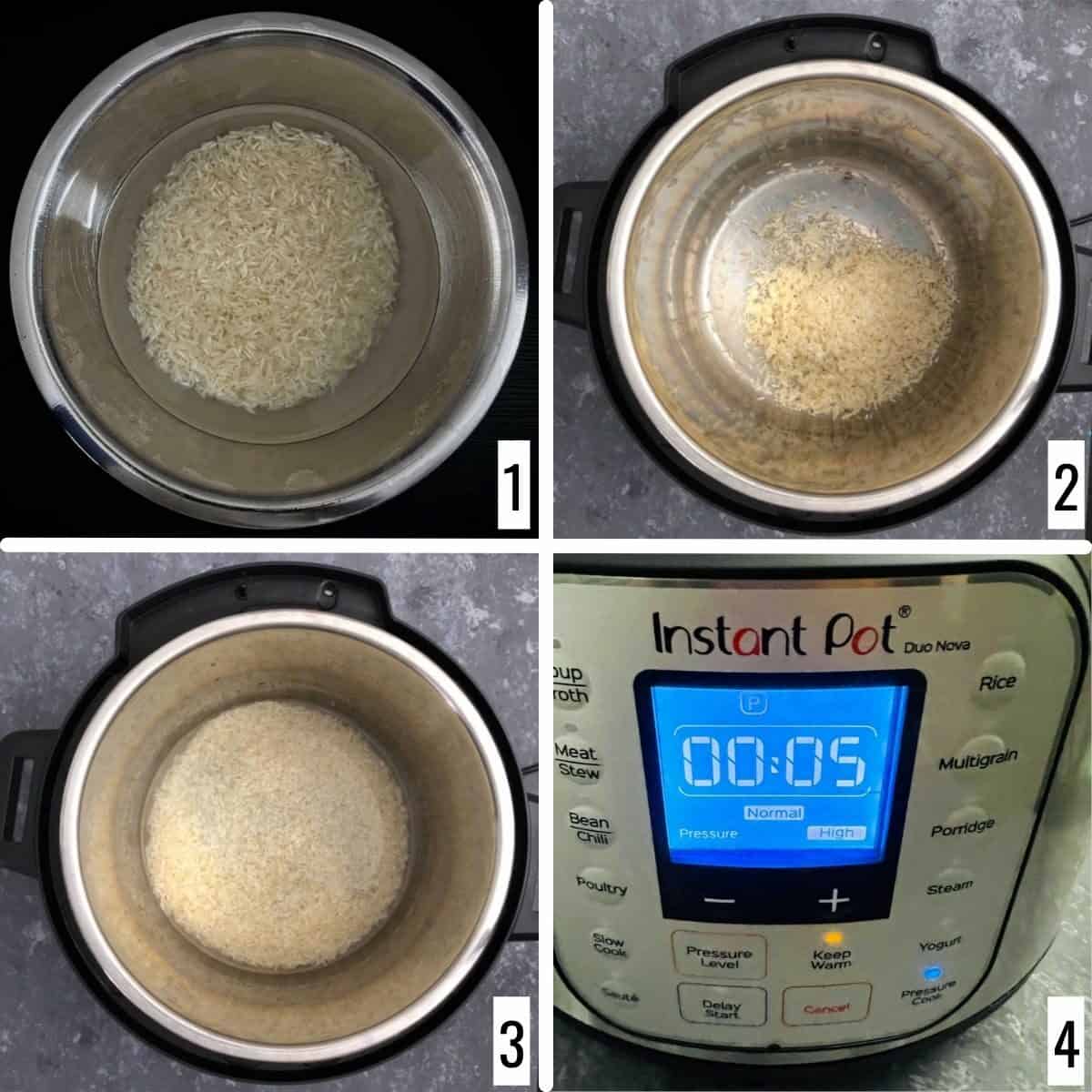 wash rice and pressure cook.