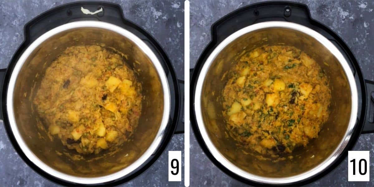 cabbage potato curry steps 9-10.