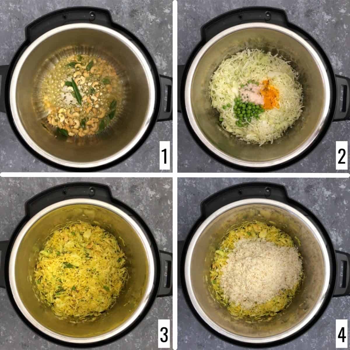 cabbage rice steps 1-4.