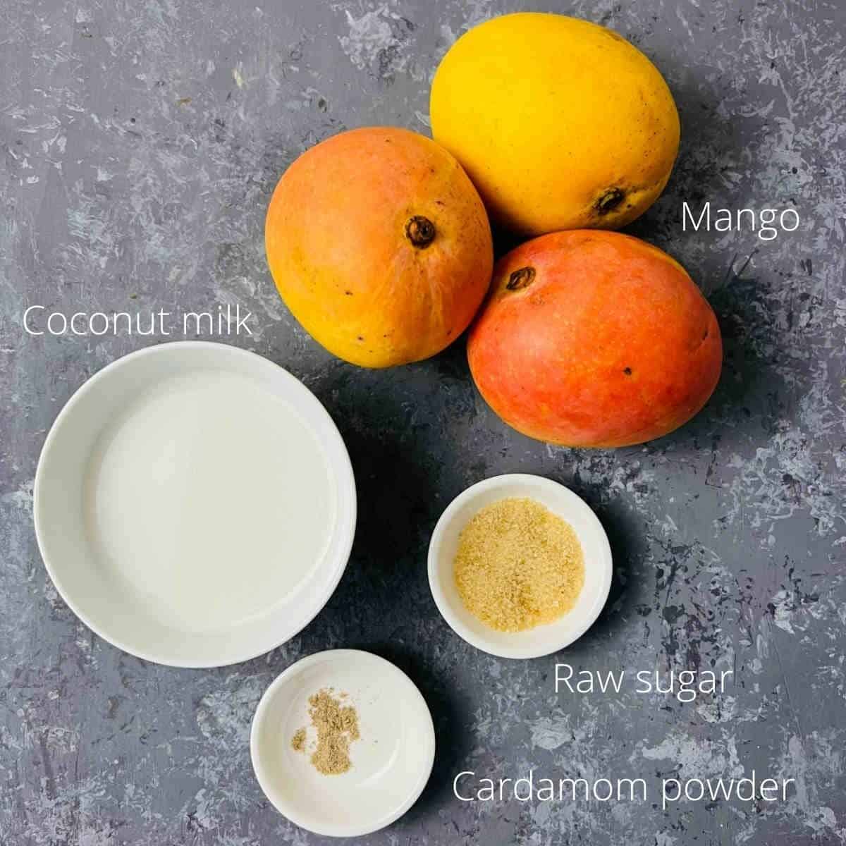 mango rasayan ingredients with labels.