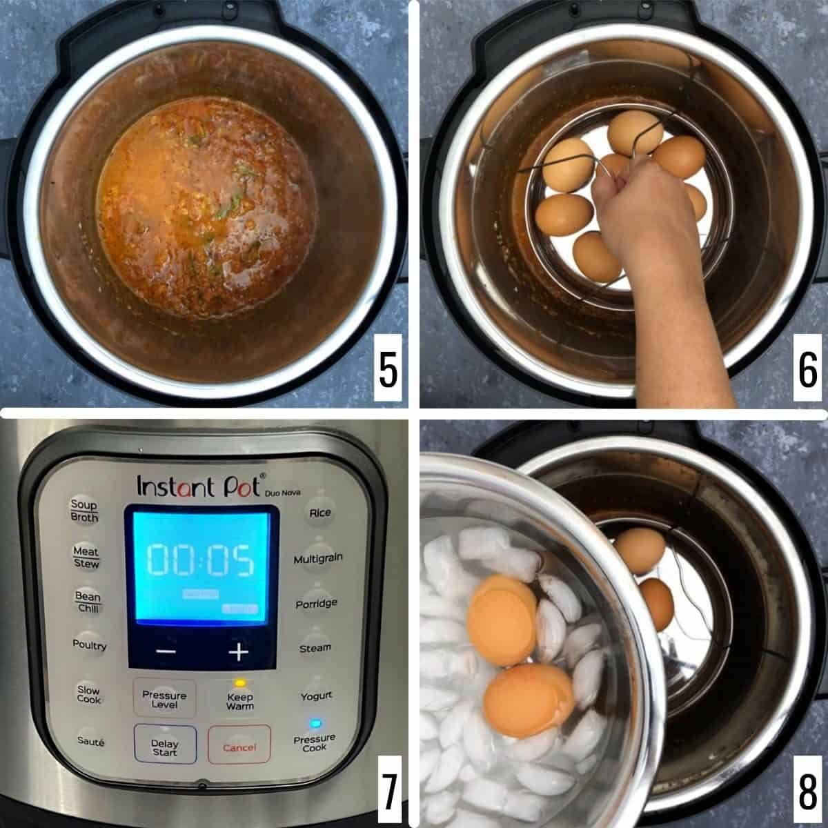 pressure cooking the eggs.