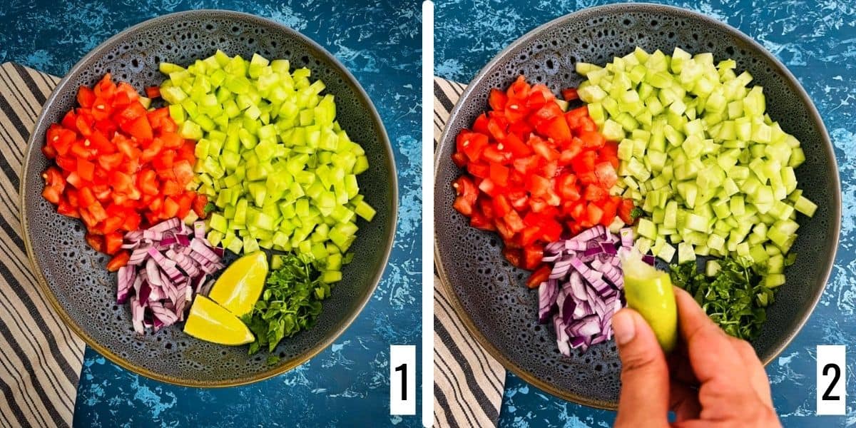 chop the vegetables and squeeze lime juice.