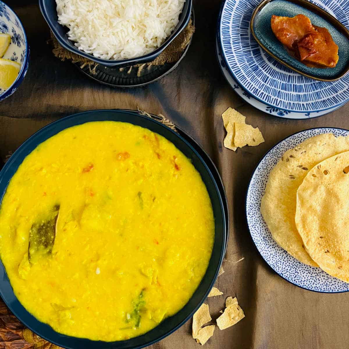 lau dal served with rice.