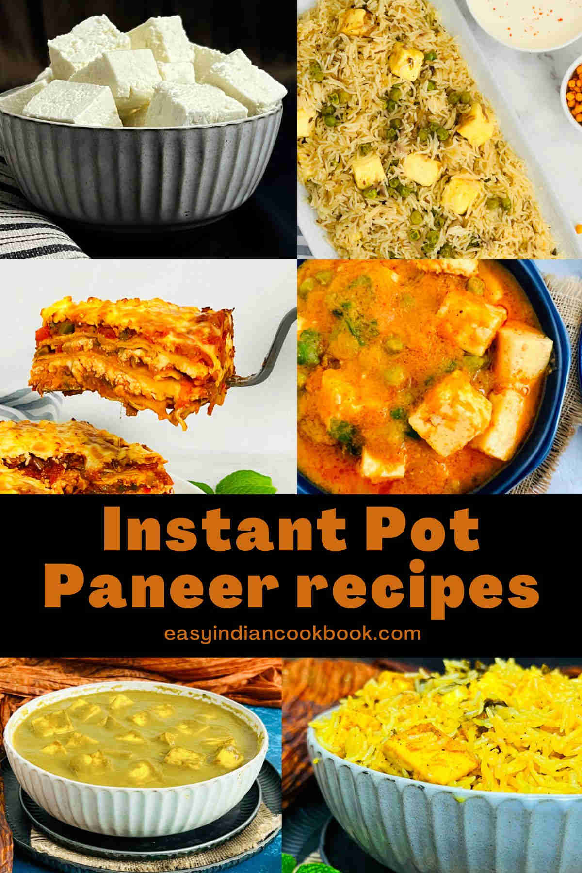 A collage of Instant pot paneer recipes.