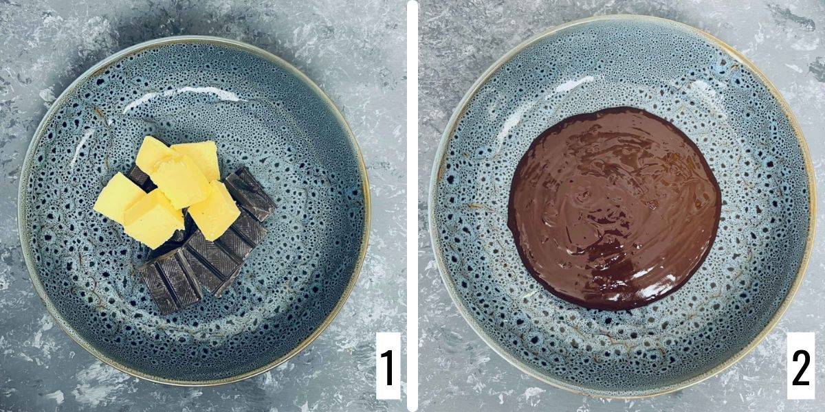 melt butter and chocolate.