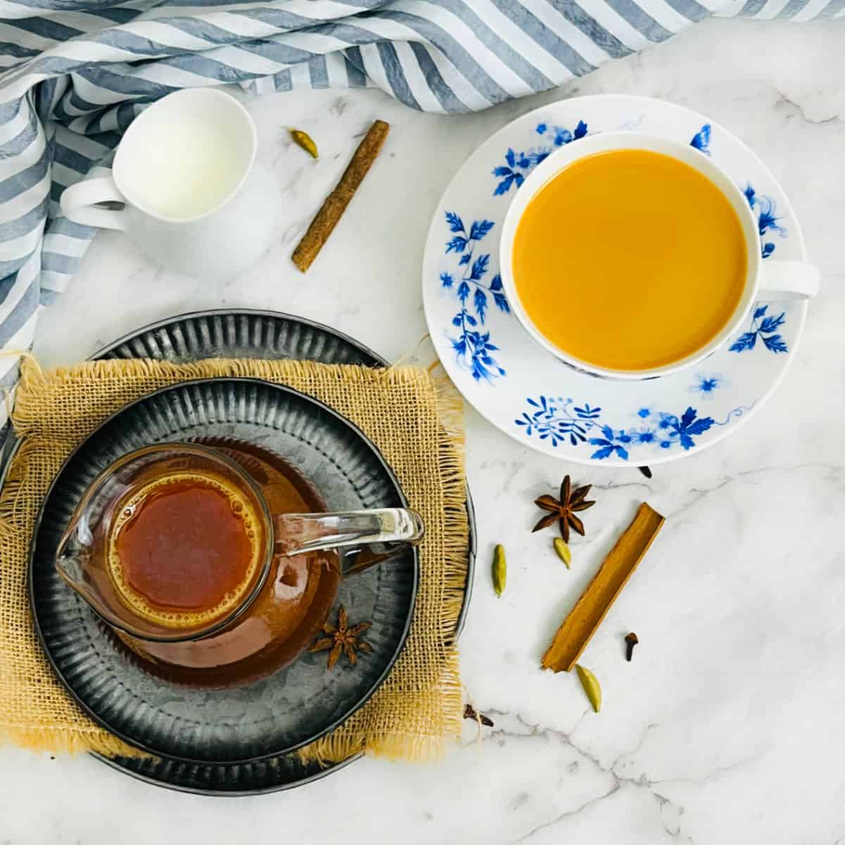 chai concentrate with hot tea.