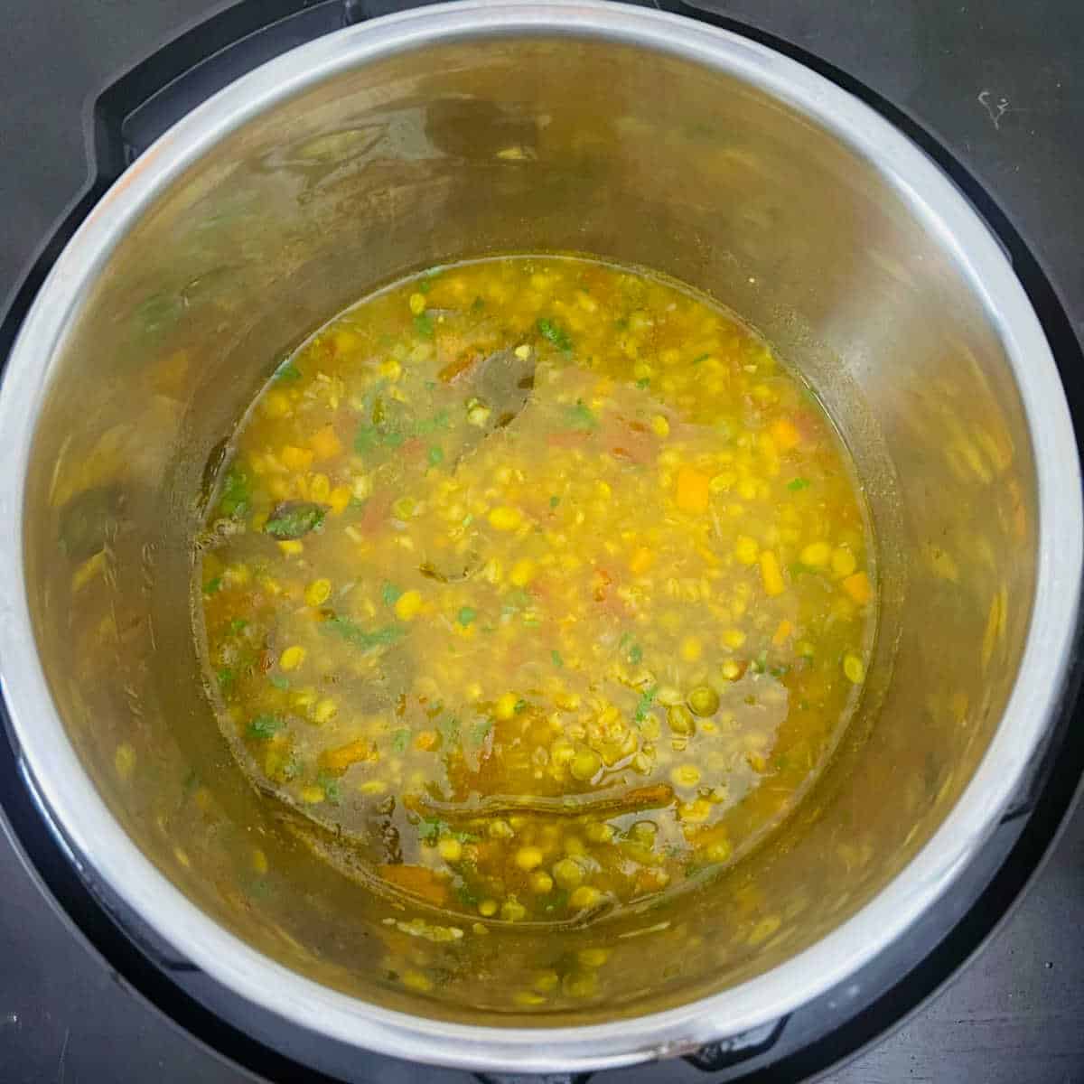 vegetable barley soup in Instant Pot.