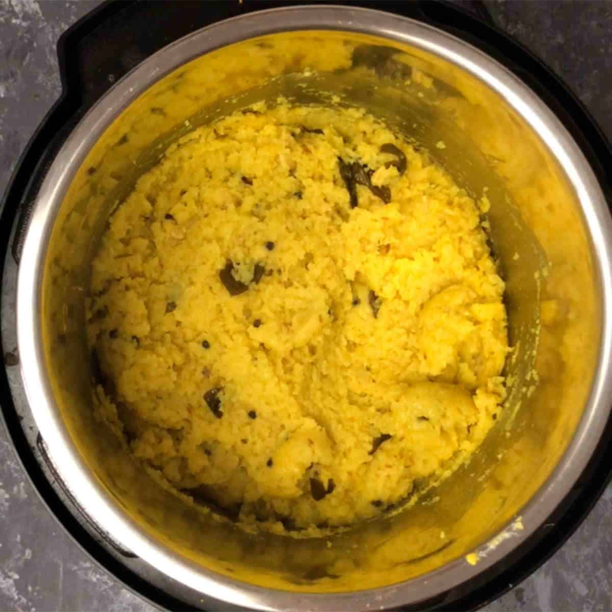 Ven Pongal made in an Instant Pot.
