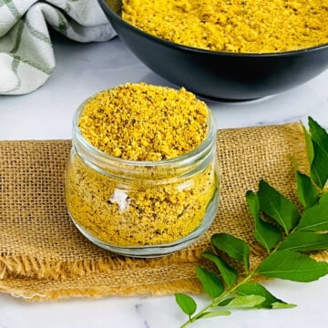 Chutney pudi in a jar.