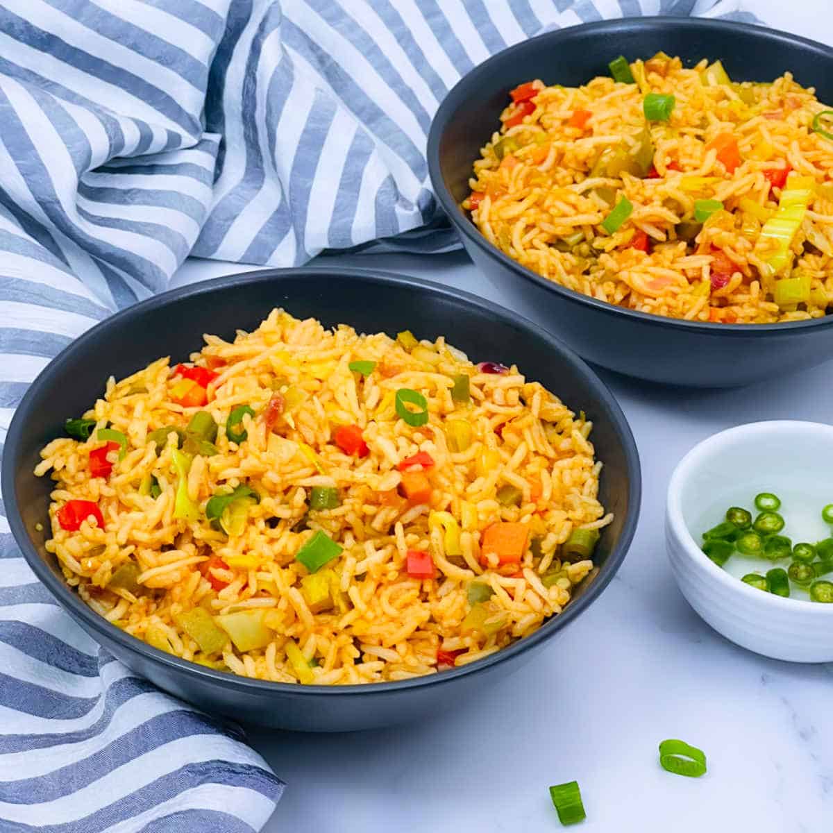 Vegetable fried rice served with chili vinegar.
