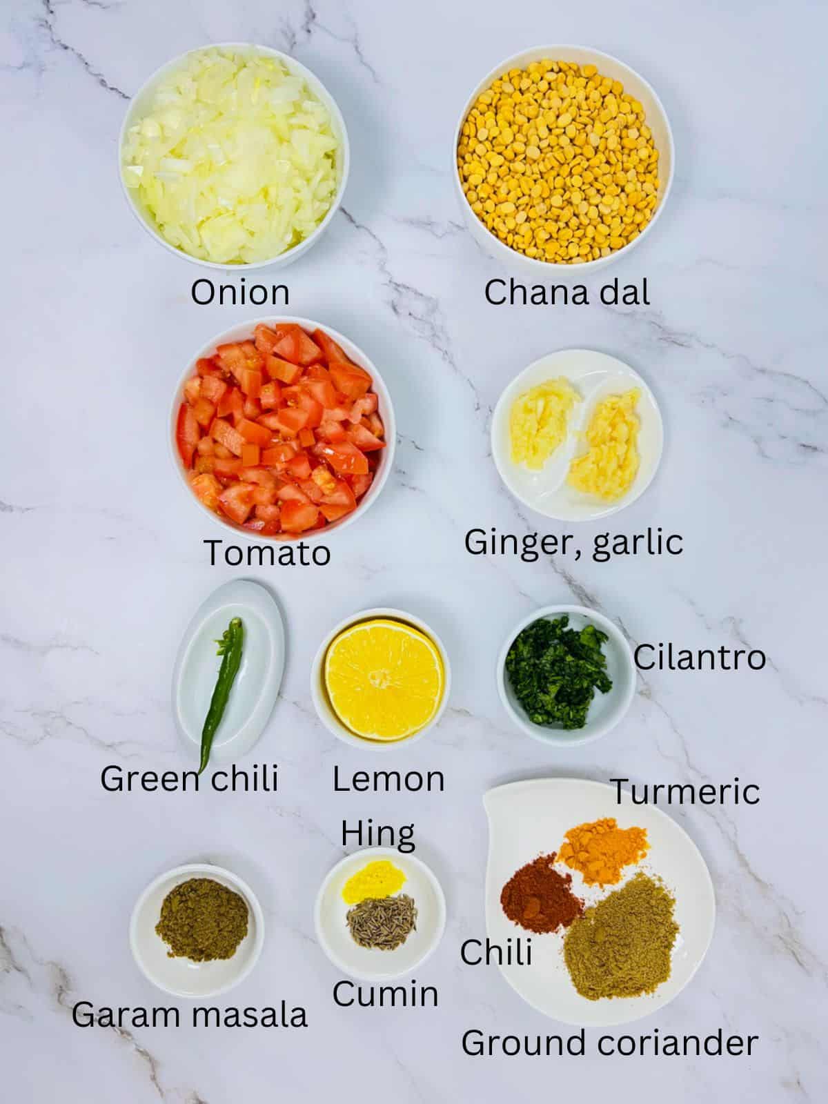 Ingredients to make Instant Pot chana dal.