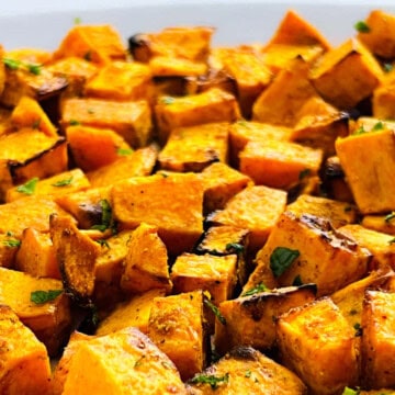 Air fryer sweet potato cubes.