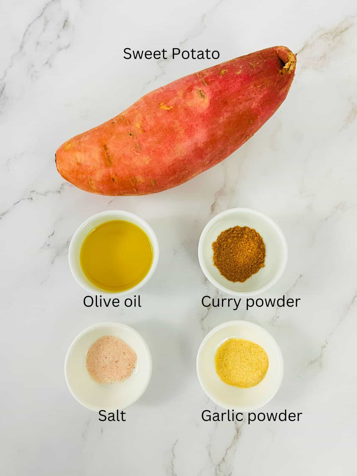 Ingredients to make sweet potato cubes.
