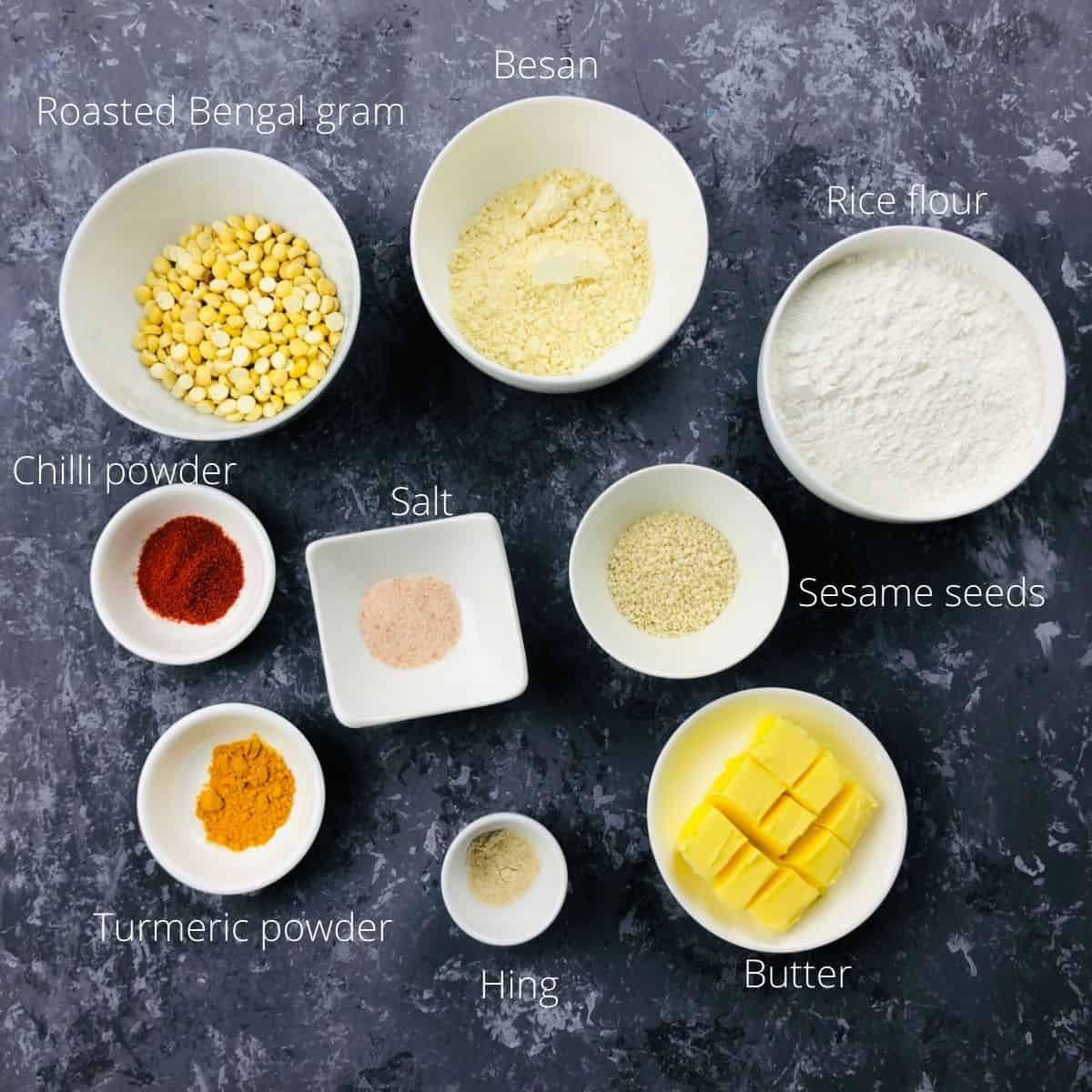 Ingredients to make butter murukku.
