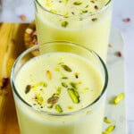 Badam milk in glasses.
