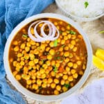 Chana masala top view.