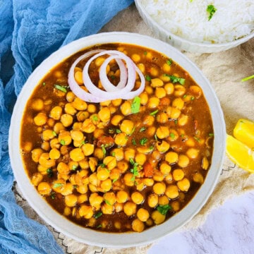 Chana masala top view.