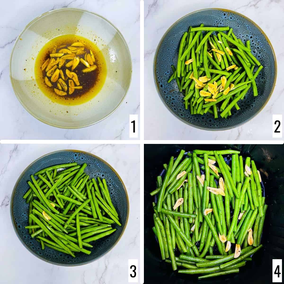 A 4-step collage showing the preparation of seasoning.