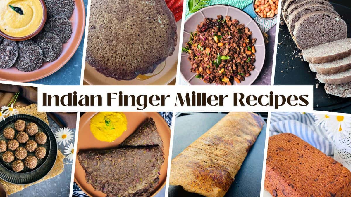 A collage of Indian ragi recipes.