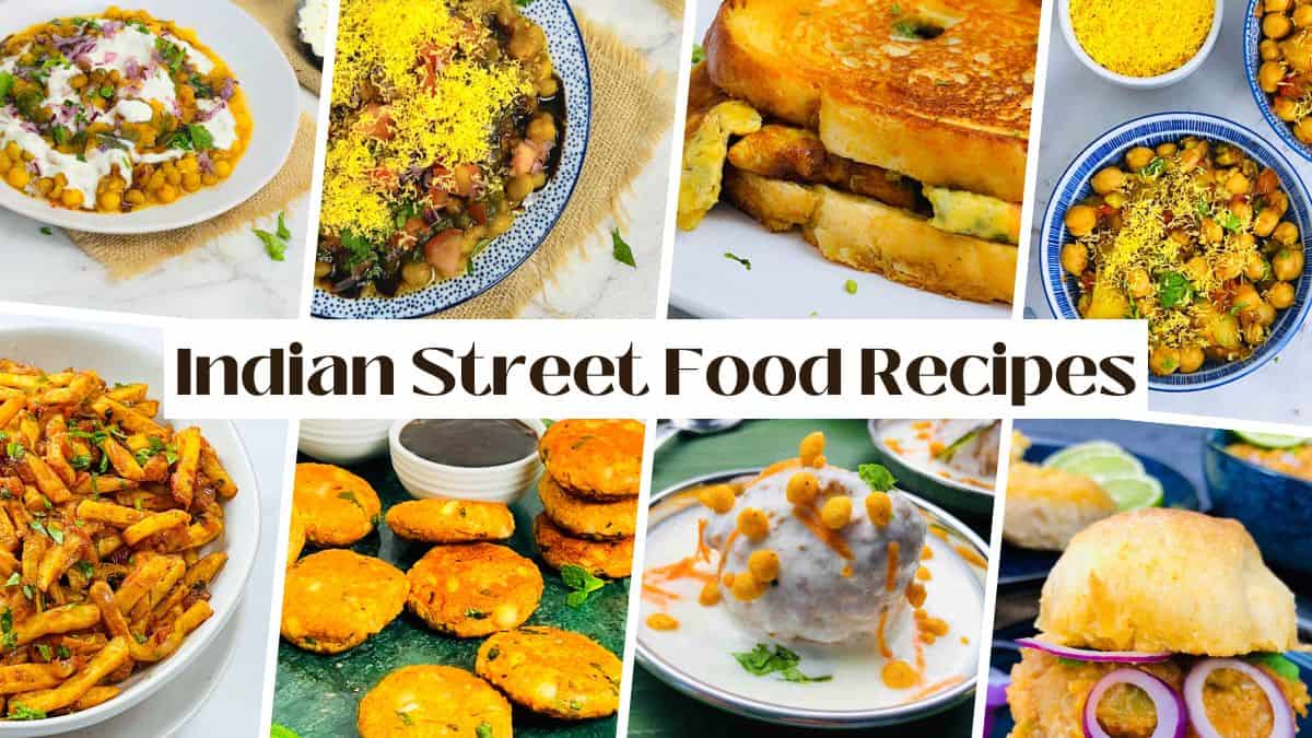 A collage of Indian street foods.