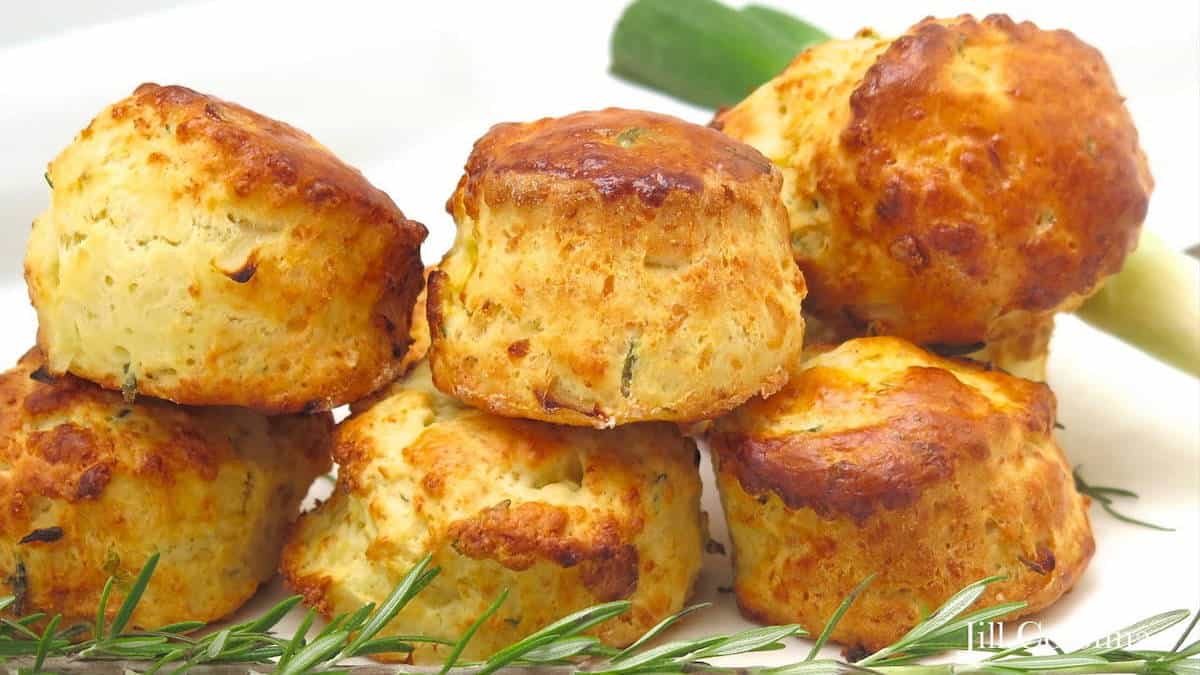 A stack of cheese scones.