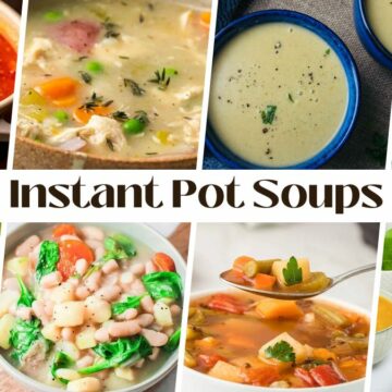Collage of Instant Pot soups.