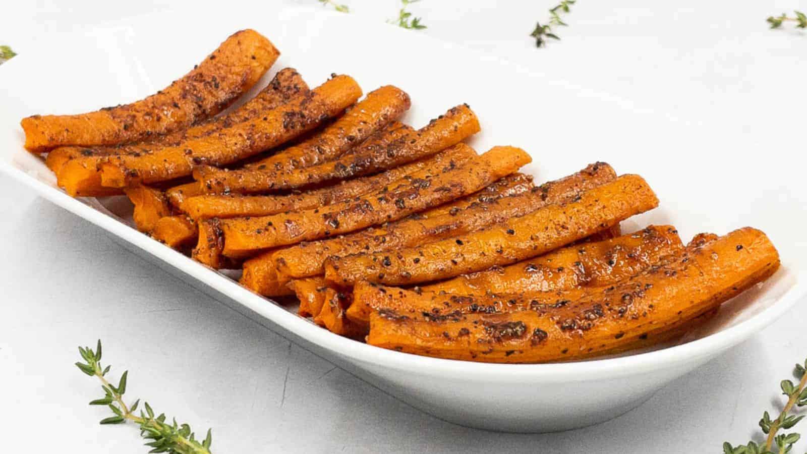 Cheesy Carrots in a serving bowl.