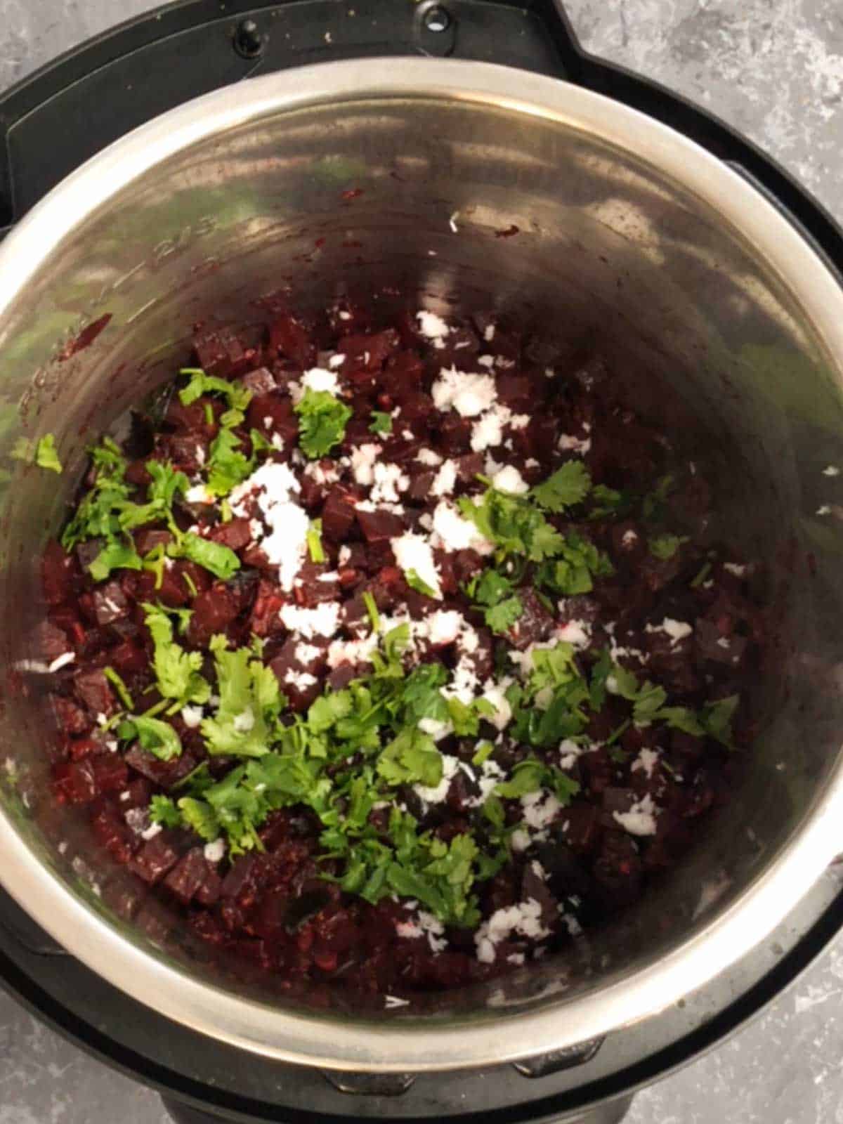 Beetroot with coconut and cilantro